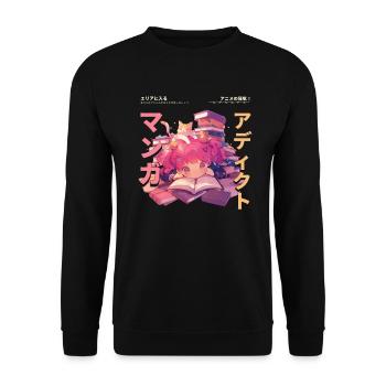 Manga Addicted - Kawaii Anime Girl Fashion Punk - Unisex Pullover - Schwarz - Vorne - Alina (178cm) & Michal (187cm)