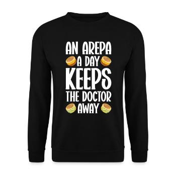 Arepa Kolumbianisches Essen - Unisex Pullover - Schwarz - Vorne - Alina (178cm) & Michal (187cm)