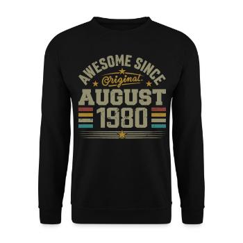 Août 1980 Anniversaire Août 1980 August 1980 Rétro - Sweat-shirt Unisexe - noir - Devant - Alina (178cm) & Michal (187cm)