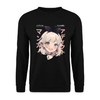 Manga Addicted - Kawaii Anime Girl Fashion Punk - Unisex Pullover - Schwarz - Vorne - Alina (178cm) & Michal (187cm)