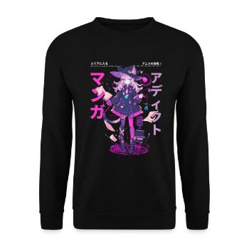 Manga Addicted - Kawaii Anime Girl Fashion Punk - Unisex Sweatshirt - black - Front - Alina (178cm) & Michal (187cm)