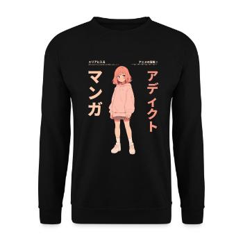 Manga Addicted - Kawaii Anime Girl Fashion Punk - Unisex Sweatshirt - black - Front - Alina (178cm) & Michal (187cm)