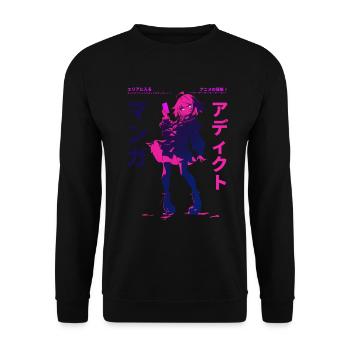 Manga Addicted - Kawaii Anime Girl Fashion Punk - Unisex Pullover - Schwarz - Vorne - Alina (178cm) & Michal (187cm)