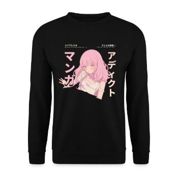 Manga Addicted - Kawaii Anime Girl Fashion Punk - Unisex Pullover - Schwarz - Vorne - Alina (178cm) & Michal (187cm)