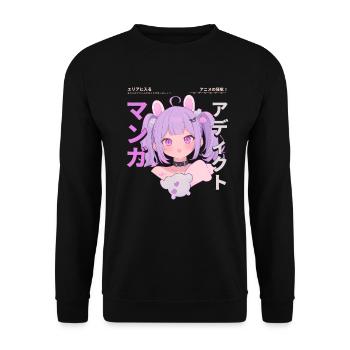 Manga Addicted - Kawaii Anime Girl Fashion Punk - Unisex Sweatshirt - black - Front - Alina (178cm) & Michal (187cm)