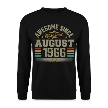 August 1966 Geburtstag August 1966 August 1966 Retro - Unisex Pullover - Schwarz - Vorne - Alina (178cm) & Michal (187cm)