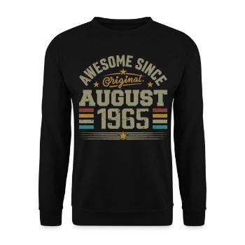 August 1965 Birthday August 1965 August 1965 Retro - Unisex Sweatshirt - black - Front - Alina (178cm) & Michal (187cm)