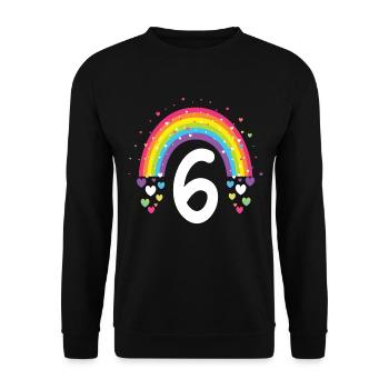 6th Birthday Gift Rainbow Birthday Boy - Unisex Sweatshirt - black - Front - Alina (178cm) & Michal (187cm)