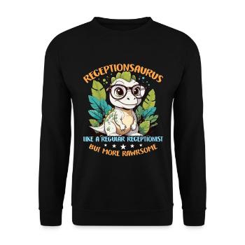 Receptionist Receptionsaurus Like A Office Worker - Unisex Sweatshirt - black - Front - Alina (178cm) & Michal (187cm)