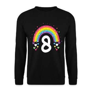 8th Birthday Gift Rainbow Birthday Girl - Unisex Sweatshirt - black - Front - Alina (178cm) & Michal (187cm)