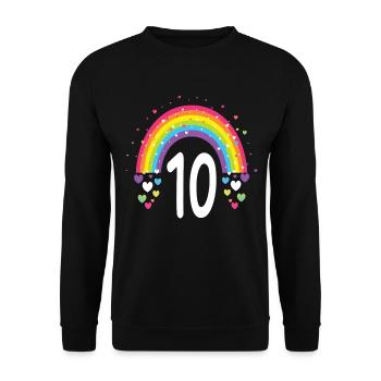 10th Birthday Gift Rainbow Birthday Boy - Unisex Sweatshirt - black - Front - Alina (178cm) & Michal (187cm)