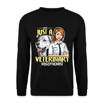 La réceptionniste n’est pas seulement une employée de cabinet vétérinaire - Sweat-shirt Unisexe - noir - Devant - Alina (178cm) & Michal (187cm)