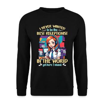 Receptionist I Never Wanted To Be The Secretary - Unisex Sweatshirt - black - Front - Alina (178cm) & Michal (187cm)