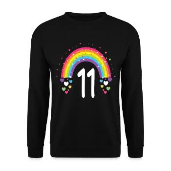 11th Birthday Gift Rainbow Birthday Boy - Unisex Sweatshirt - black - Front - Alina (178cm) & Michal (187cm)