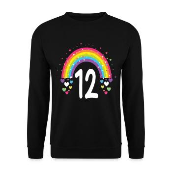 12th Birthday Gift Rainbow Birthday Boy - Unisex Sweatshirt - black - Front - Alina (178cm) & Michal (187cm)