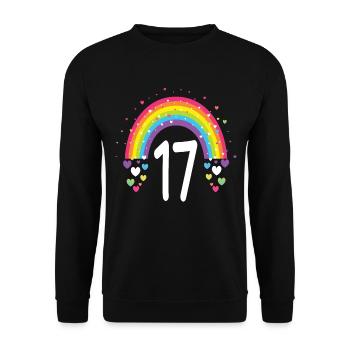 17th Birthday Gift Rainbow Birthday Child - Unisex Sweatshirt - black - Front - Alina (178cm) & Michal (187cm)