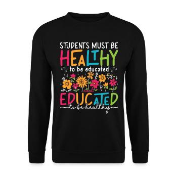 Les élèves éducateurs en santé doivent être des conseillers en bonne santé - Sweat-shirt Unisexe - noir - Devant - Alina (178cm) & Michal (187cm)