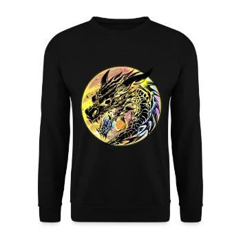 Drachen Drache Fabeltiere Fabelwesen Märchen - Unisex Pullover - Schwarz - Vorne - Alina (178cm) & Michal (187cm)