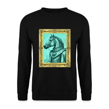 Cheval médiéval chevaux roi souverain gaulois - Sweat-shirt Unisexe - noir - Devant - Alina (178cm) & Michal (187cm)