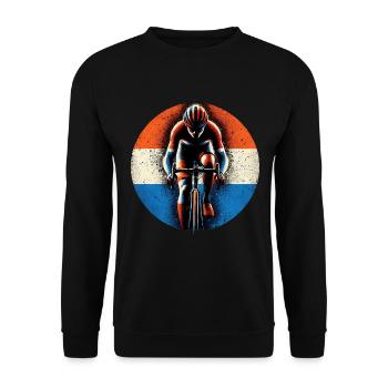 Dutch Cycling jersey design NL flag cyclist - Unisex Sweatshirt - black - Front - Alina (178cm) & Michal (187cm)