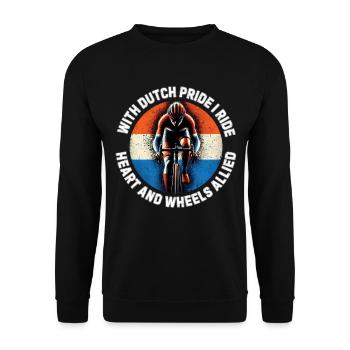 Dutch Pride Cycling mit Slogan Radtrikot-Design - Unisex Pullover - Schwarz - Vorne - Alina (178cm) & Michal (187cm)