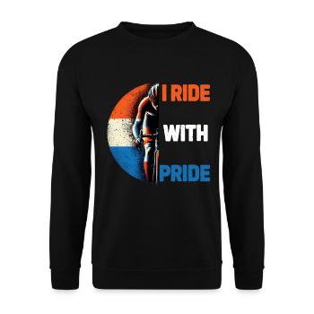 Dutch Cycling shirt design Ride with Pride - Unisex Sweatshirt - black - Front - Alina (178cm) & Michal (187cm)
