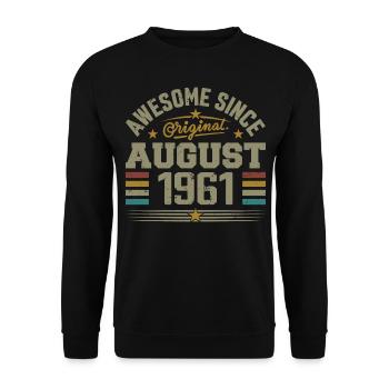 August 1961 Geburtstag August 1961 August 1961 Retro - Unisex Pullover - Schwarz - Vorne - Alina (178cm) & Michal (187cm)