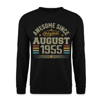 Août 1955 Anniversaire Août 1955 August 1955 Rétro - Sweat-shirt Unisexe - noir - Devant - Alina (178cm) & Michal (187cm)