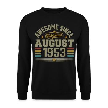 Août 1953 Anniversaire Août 1953 August 1953 Rétro - Sweat-shirt Unisexe - noir - Devant - Alina (178cm) & Michal (187cm)