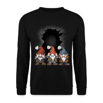 Zwerge Zwerg Wichtel Trolle Troll Märchen Kind - Unisex Pullover - Schwarz - Vorne - Alina (178cm) & Michal (187cm)