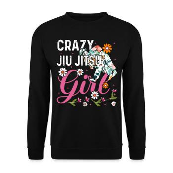 Crazy Jiu Jitsu Girl - Funny Brazilian Jiu Jitsu G - Unisex Sweatshirt - black - Front - Alina (178cm) & Michal (187cm)