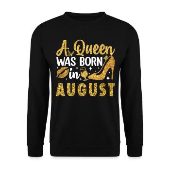 A Queen was born in August Birthday in August - Unisex Sweatshirt - black - Front - Alina (178cm) & Michal (187cm)