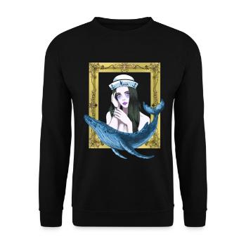 Matrosen Matrose Seefahrt Fisch Fische Seemänner - Unisex Pullover - Schwarz - Vorne - Alina (178cm) & Michal (187cm)