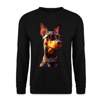 Dobermann Hunde Motiv Wachhund Stolze Dobermänner - Unisex Pullover - Schwarz - Vorne - Alina (178cm) & Michal (187cm)