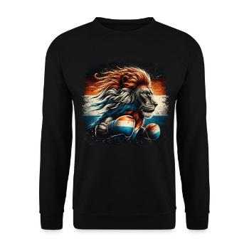 Boxer shirt design Dutch Lion patriotic - Unisex Sweatshirt - black - Front - Alina (178cm) & Michal (187cm)