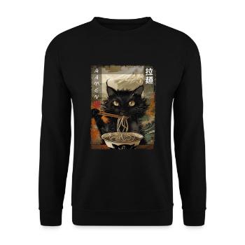 Japonais Ramen Chats Esthétique Kawaii - Sweat-shirt Unisexe - noir - Devant - Alina (178cm) & Michal (187cm)