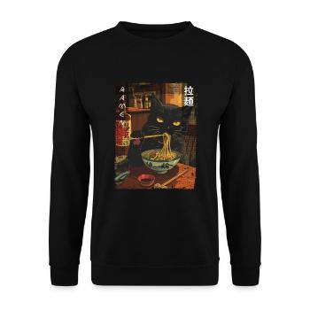 Aesthetic Anime Fan Japanese Black Cat - Unisex Sweatshirt - black - Front - Alina (178cm) & Michal (187cm)