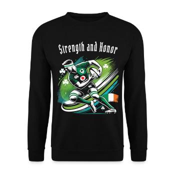 Force et honneur : le dicton du rugby - Sweat-shirt Unisexe - noir - Devant - Alina (178cm) & Michal (187cm)