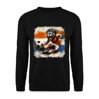 NL Lion Footballer Maillots de football Fan de football - Sweat-shirt Unisexe - noir - Devant - Alina (178cm) & Michal (187cm)