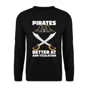 Pirate Skull Buccaneer Pirate Ship - Unisex Sweatshirt - black - Front - Alina (178cm) & Michal (187cm)