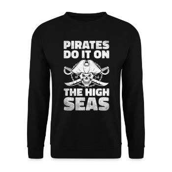 Pirate Skull Buccaneer Pirate Ship - Unisex Sweatshirt - black - Front - Alina (178cm) & Michal (187cm)