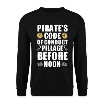 Pirate Skull Buccaneer Pirate Ship - Unisex Sweatshirt - black - Front - Alina (178cm) & Michal (187cm)