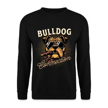 Bulldog Connection, Bulldogge, Hundemotiv - Unisex Pullover - Schwarz - Vorne - Alina (178cm) & Michal (187cm)