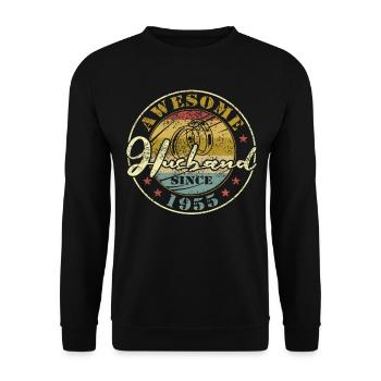 69ème anniversaire de mariage grand mari depuis 1955 rétro - Sweat-shirt Unisexe - noir - Devant - Alina (178cm) & Michal (187cm)