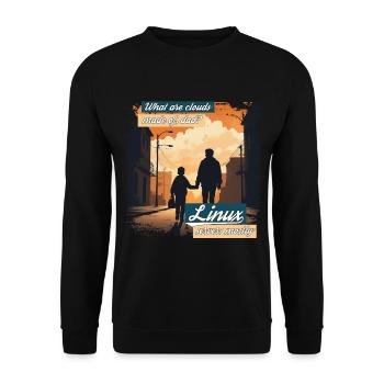 Cloud Wolken Linux Server Admin Nerd Witz - Unisex Pullover - Schwarz - Vorne - Alina (178cm) & Michal (187cm)