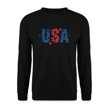 USA Amerikanische Flagge Unabhängigkeitstag - Unisex Pullover - Schwarz - Vorne - Alina (178cm) & Michal (187cm)