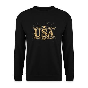 Patriotisches USA Vintage Retro Ornamente - Unisex Pullover - Schwarz - Vorne - Alina (178cm) & Michal (187cm)