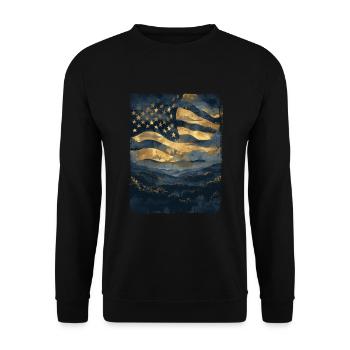 American Flag United States Woods Vintage Retro - Unisex Sweatshirt - black - Front - Alina (178cm) & Michal (187cm)