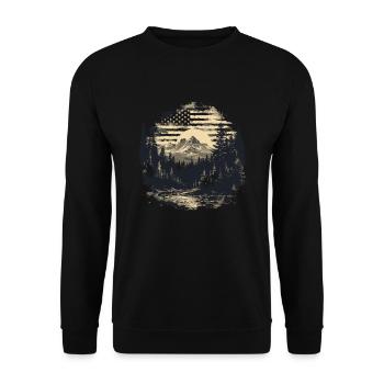 United States American Flag Landscape Forest - Unisex Sweatshirt - black - Front - Alina (178cm) & Michal (187cm)
