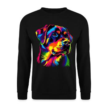 Rottweiler chien couleurs vives pop art fierté chiens - Sweat-shirt Unisexe - noir - Devant - Alina (178cm) & Michal (187cm)